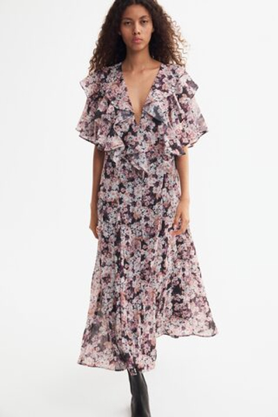 Плиссированное платье с воланами - H&M