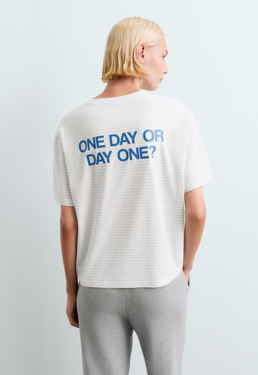 Oysho Футболка Boxy с надписью, белый