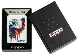 Зажигалка ZIPPO Нарисованный орел с белым матовым покрытием | Painted Eagle Design White Matte, лату