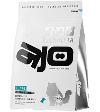 AJO Vet Dieta Renal сухой диетический корм для кошек при болезни почек 400гр.