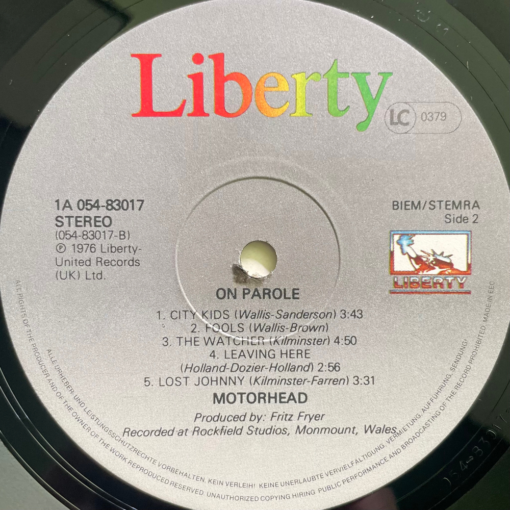 Motorhead ‎– On Parole (Европа 1982г.)