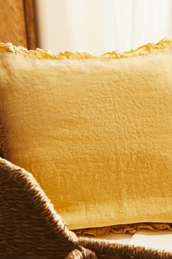 ZARA HOME ЛЬНЯНОЙ ЧЕХОЛ ДЛЯ ДЕКОРАТИВНОЙ ПОДУШКИ, ЖЕЛТЫЙ