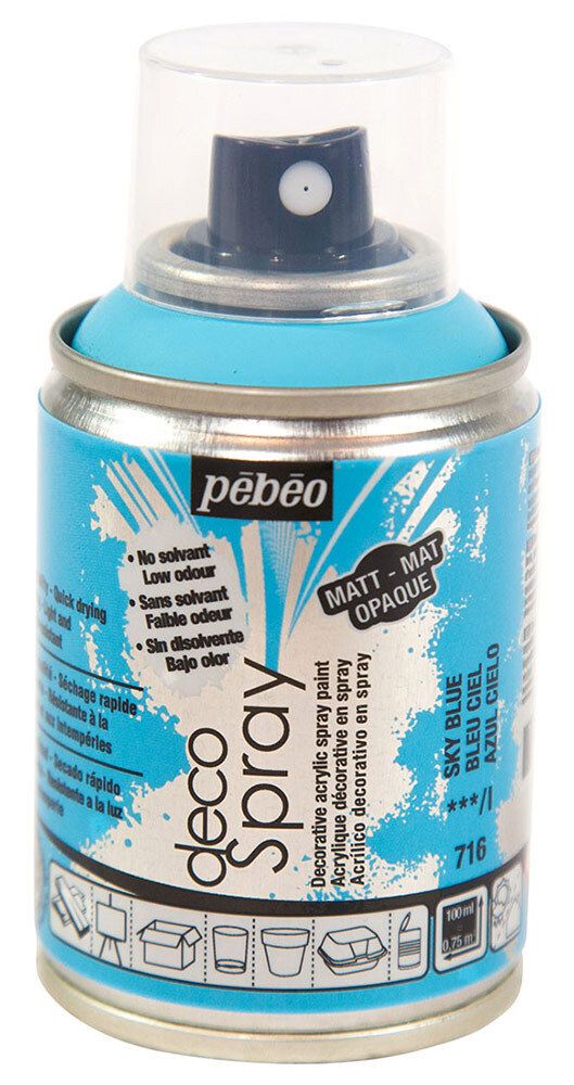 Краска на водной основе аэрозольная decoSpray 100 мл, 093716 небесно-голубой, Pebeo Краска на водной основе аэрозольная decoSpray 100 мл, 093716 небесно-голубой, Pebeo