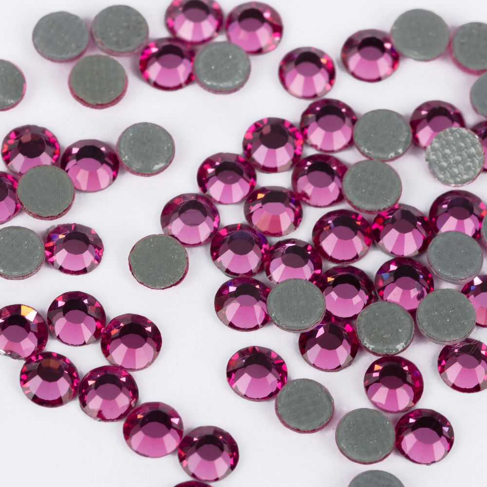 Стразы клеевые стекло 3.2 мм, 360 шт, SS12 №25 фуксия (Fuchsia), Zlatka ZRTG-1272