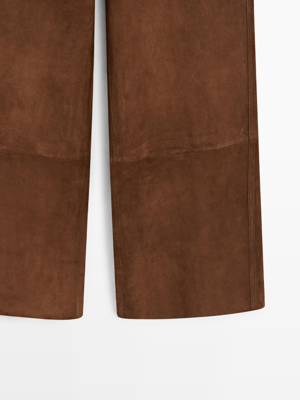 Massimo Dutti Замшевые кожаные брюки с широкими штанинами и карманами, коричневый
