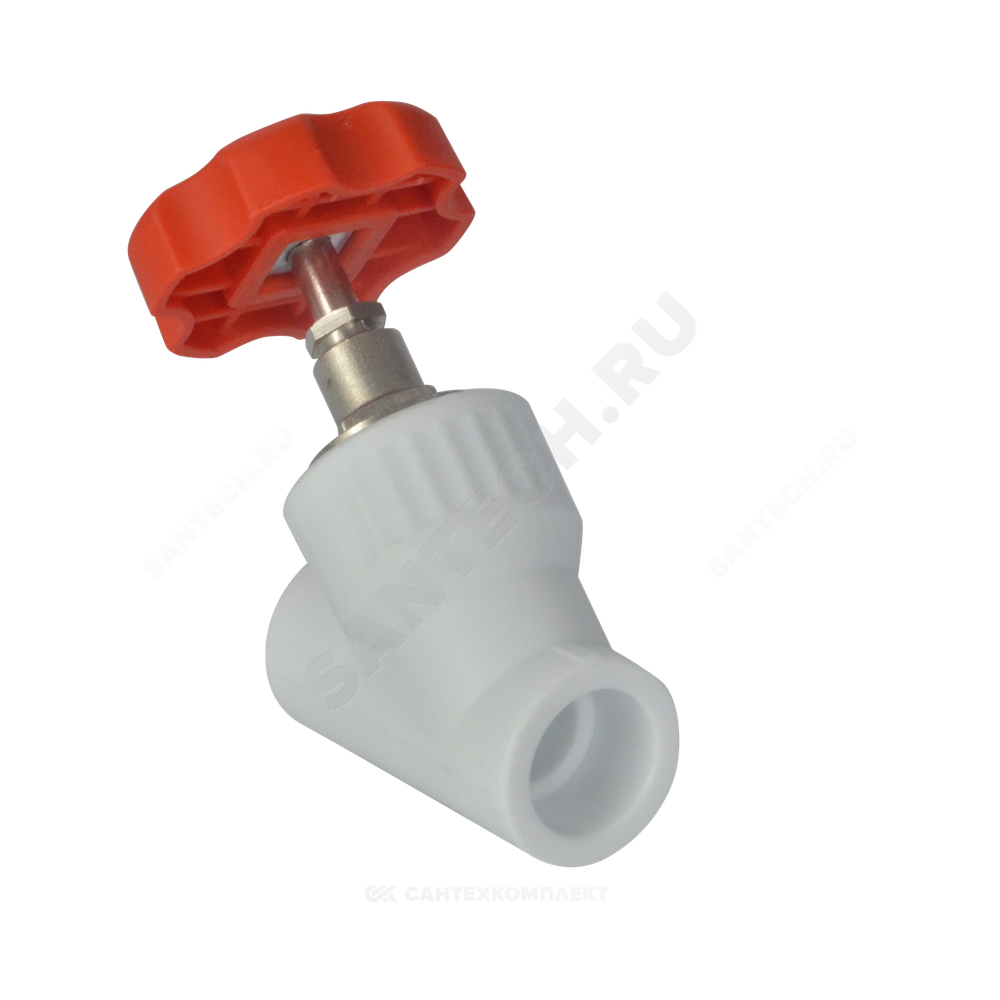 Клапан (вентиль) PP-R запорный белый Дн 25х45гр внутренняя пайка VALFEX 10174025