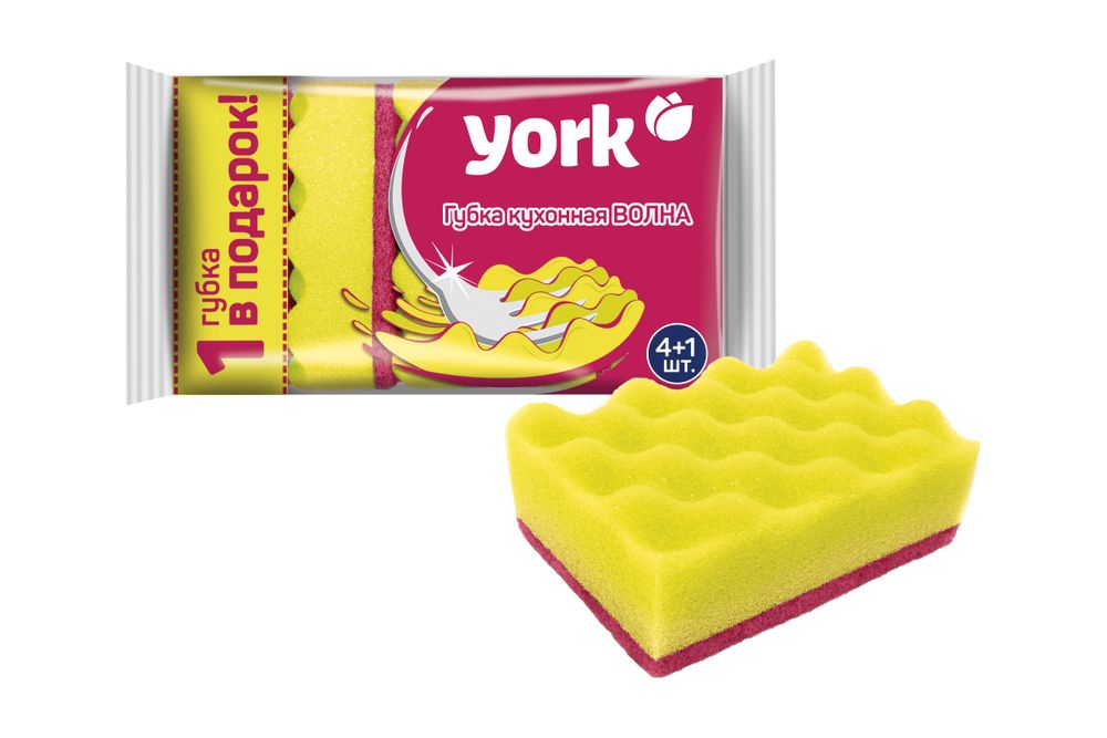 Губка для посуды Волна YORK 5 шт