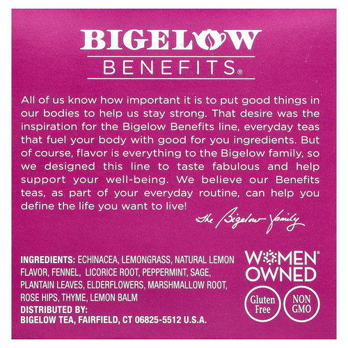 Bigelow, Benefits®, травяной чай Stay Well, лимон и эхинацея, 10 капсул K-Cup®, 32 г (1,1 унции)
