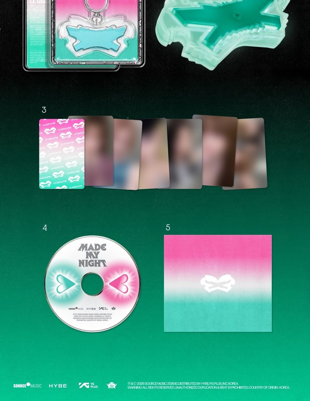 (ПРЕДЗАКАЗ) Альбом LE SSERAFIM - MADE MY NIGHT 2nd Single Album GLOW CLICKER KEYCHAIN RANDOM Version