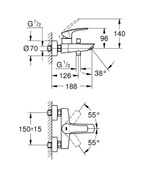 Смеситель для ванны GROHE Eurosmart однорычажный, матовый чёрный (333002433)