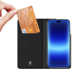 Чехол книжка из кожи черного цвета для смартфона Huawei Pura 90, серия Skin Pro Series от Dux Ducis