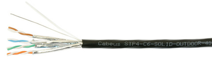 Кабель витая пара U/FTP 6a кат. 4 пары Cabeus STP-4P-Cat.6a-SOLID-OUT-LSZH-UV