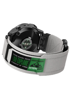Нейлоновый ремешок 22 мм для Garmin (циферблат 47 мм) QuickFit на липучке (Серый металик)