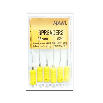 Spreaders №20 (25мм) Mani Спредеры (6шт.) Мани, для латеральной конденсации гуттаперчи, ручные