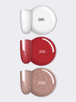 NR Solid Gel Mix Твердые гель-лаки Palette 13 (001, 205, 1063), 3х5г