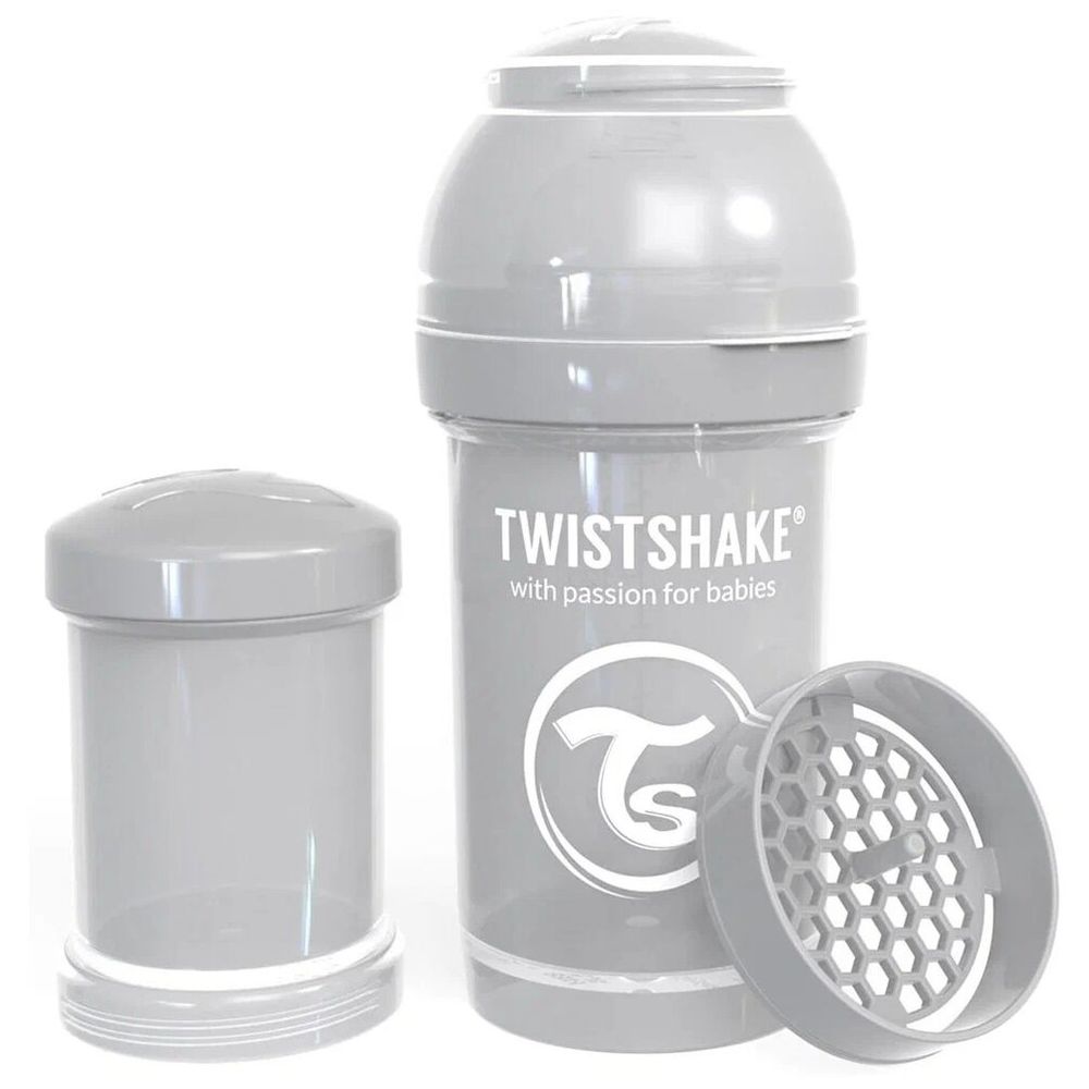 Антиколиковая бутылочка Twistshake для кормления 180 мл. Пастельный серый (Pastel Grey). Арт. 78254