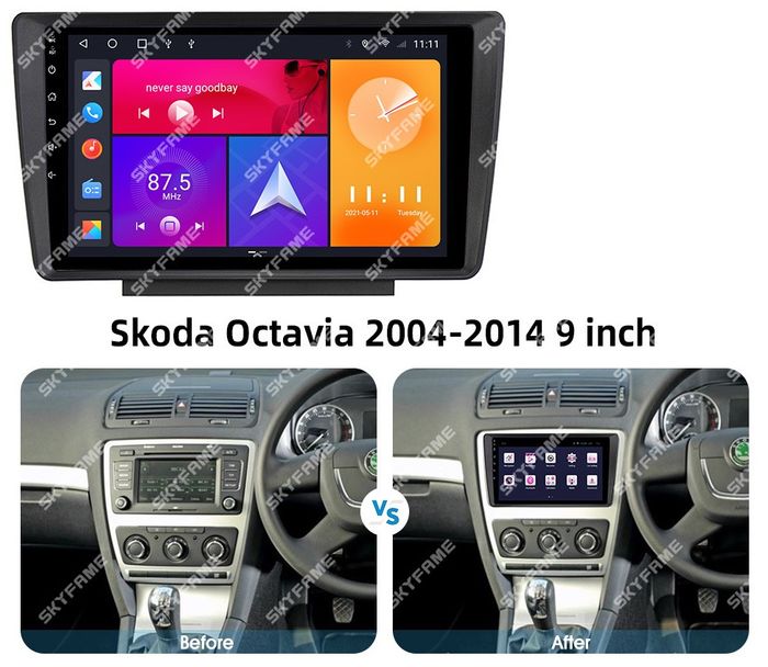 Магнитола для Skoda Octavia A5 2004-2013, Yeti 2009-2018 (Swing/Bolero) - Kuberg SF-9920 QLed, Android 12, Быстрая, CarPlay, 4G SIM-слот