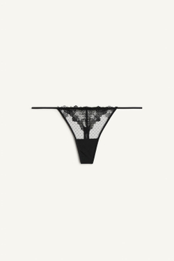 ZARA КРУЖЕВНЫЕ СТРИНГИ - LIMITED EDITION , ЧЕРНЫЙ