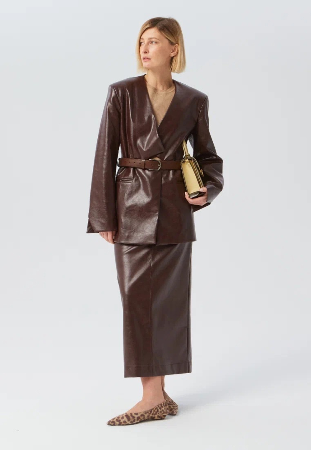 Юбка миди из экокожи