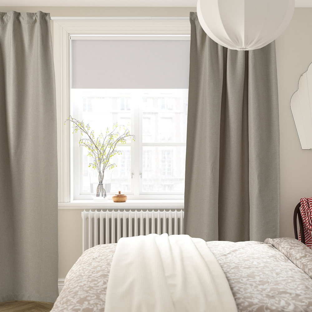 IKEA ANNAKAJSA  (ИКЕА АННАКАЙСА)  -  Шторы, 1 пара, на ленте/светло-серый, 145x300 см
