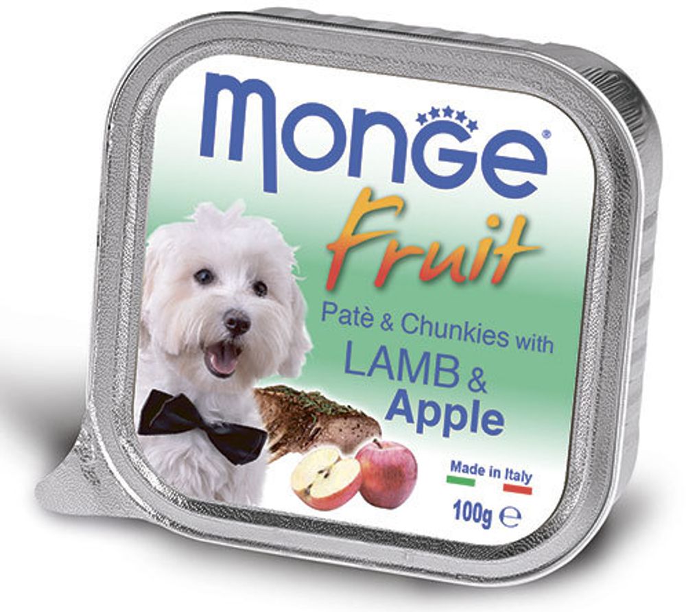 Monge Dog корм консервированный для собак Fruit ягнёнок с яблоком 100 гр.