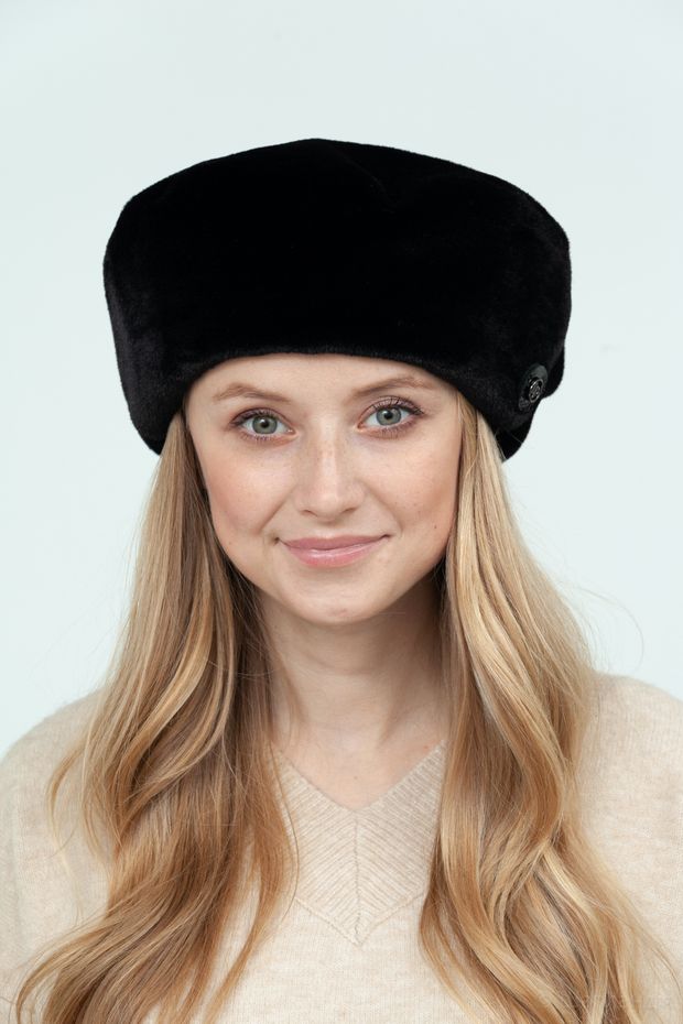Лина берет ЛП (Черный / 56-58 / 30х30х6 / б/р / Эко мех/флис / 0.3)