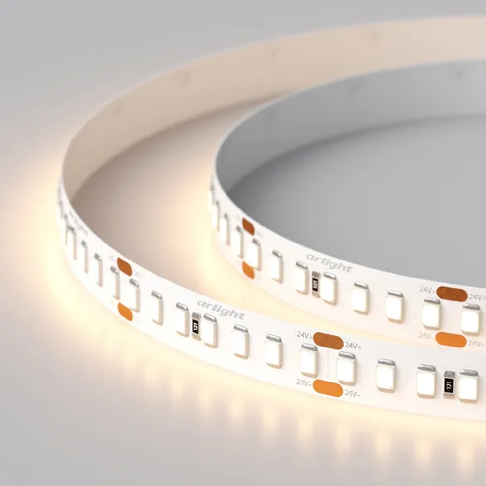 Светодиодная лента RT 2-5000 24V Warm3000 3x (2835, 840 LED, LUX) (Arlight, 17 Вт/м, IP20) 020392(B)