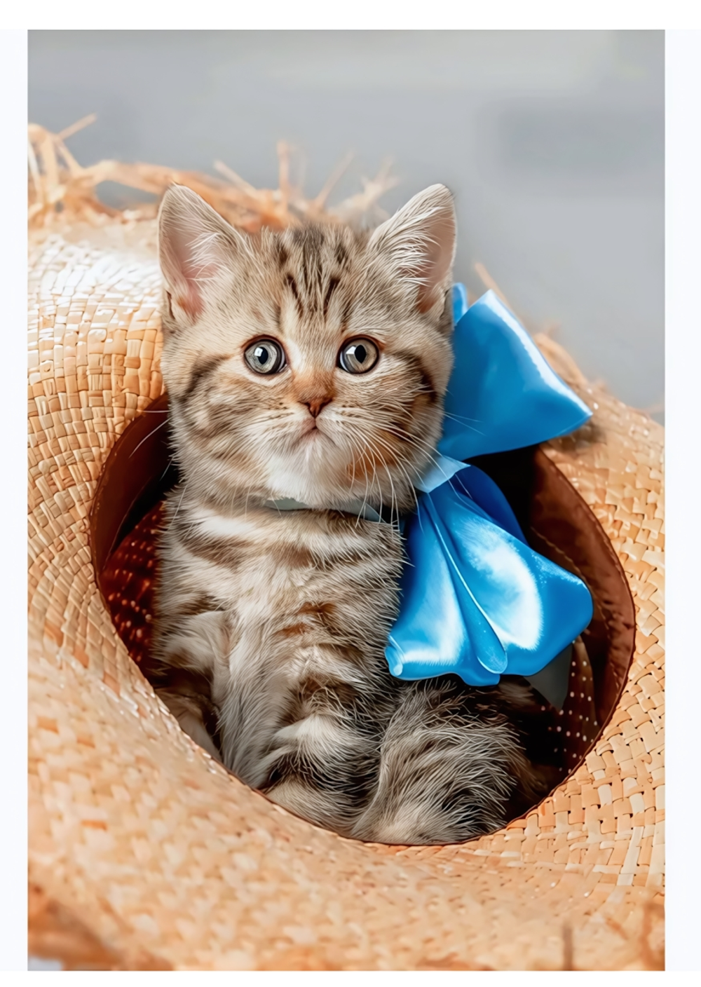 Алмазная мозаика квадрат. 17*22см. с подр. "Котенок с синим бантом" с полным заполн. (Арт. НД-0779)
