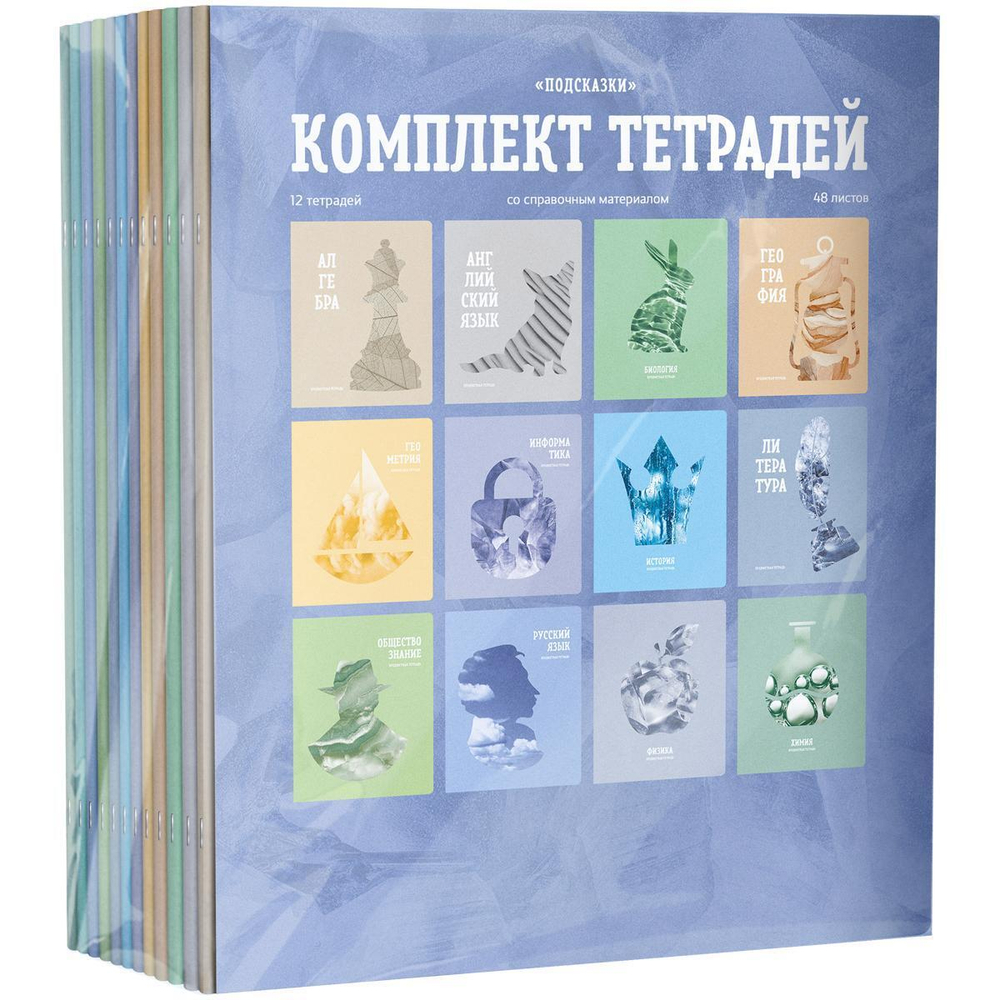 Комплект предметных тетрадей А5 48л. 12шт. "Подсказки" (BG)