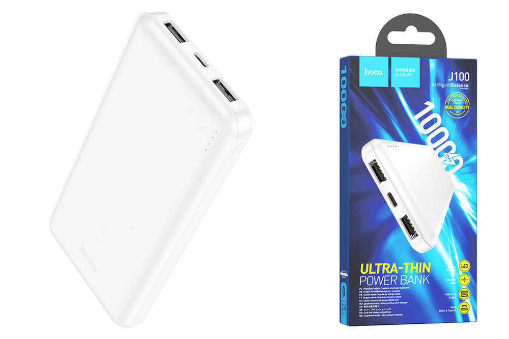 Портативный аккумулятор Hoco J100 10000mAh белый