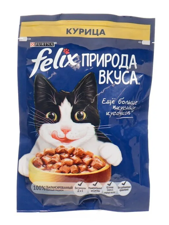 Влажный корм Felix Природа вкуса для кошек, курица, 75 г