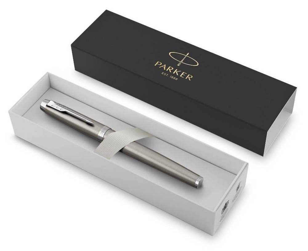 Перьевая ручка Parker IM Stainless Steel CT, перо: F, цвет чернил: blue, в подарочной упаковке.