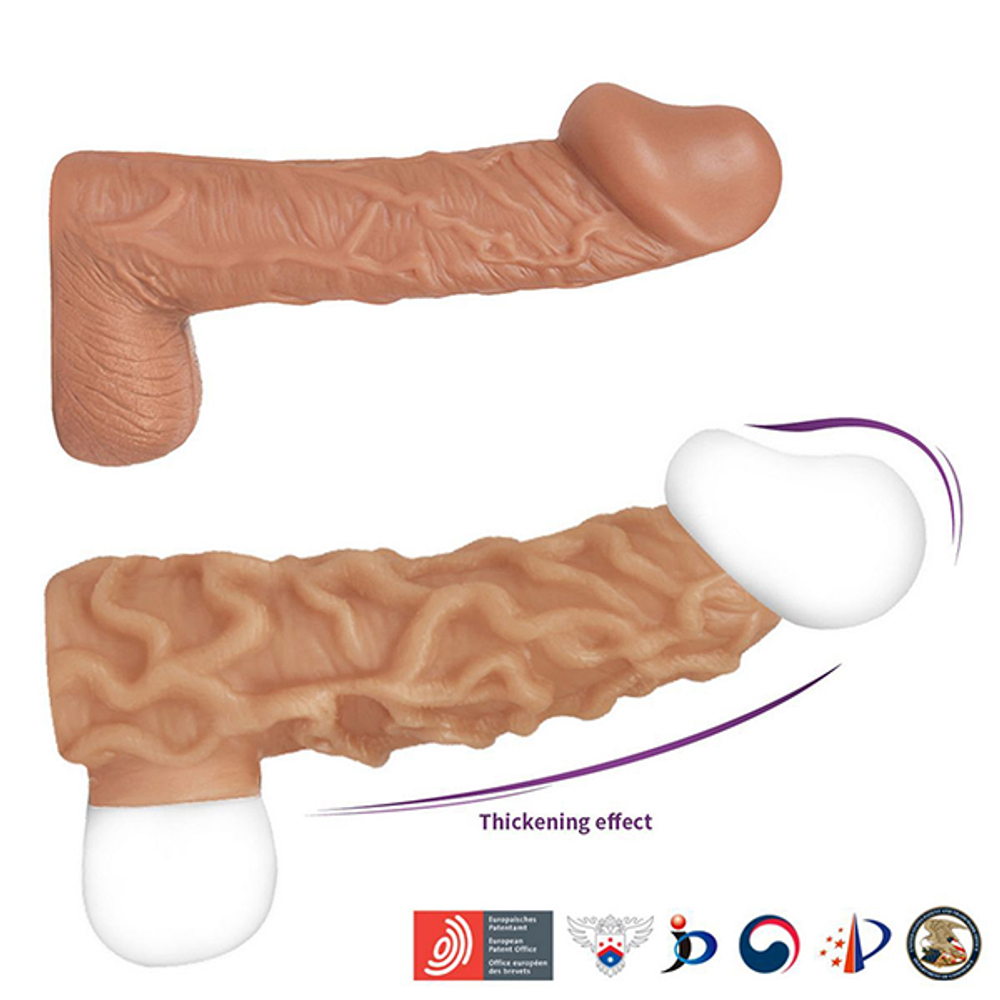 Телесная насадка 12см с венками и открытой головкой Kokos Nude Sleeve M Size