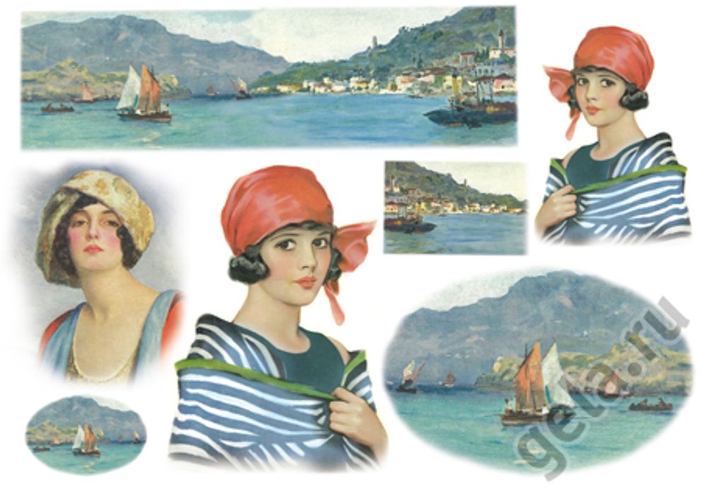 Бумага рисовая 48х33 см, Морячка, Stamperia, 1 лист Бумага рисовая 48х33 см, Морячка, Stamperia, 1 лист