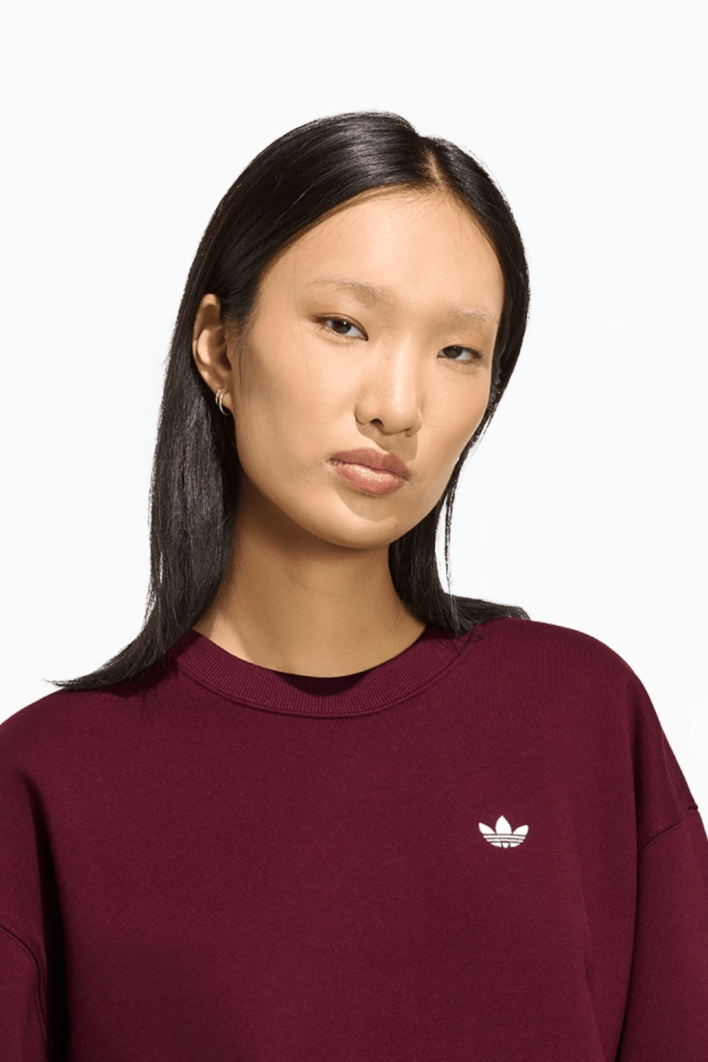 Кофта adidas Essentials Crew Long Fleece OS - бордовый