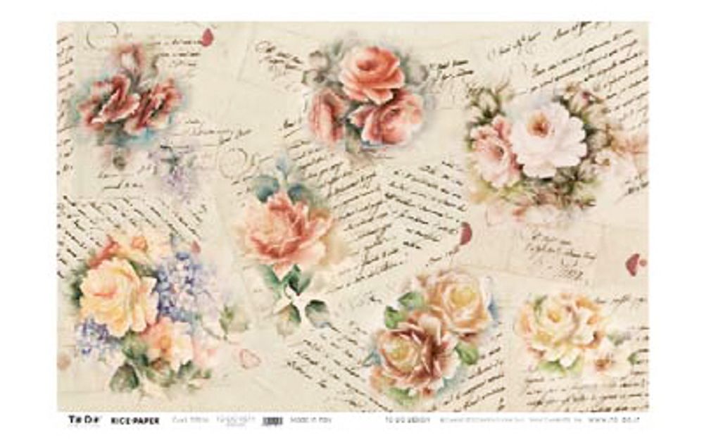 Бумага рисовая 50х70 см, Carta di Riso, 10 шт, Розы-ноты оранжевые, To-Do Бумага рисовая 50х70 см, Carta di Riso, 10 шт, Розы-ноты оранжевые, To-Do