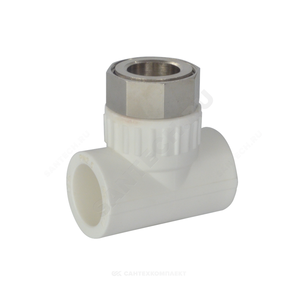 Тройник PP-R комбинированный белый Дн 32х1 1/4" с накидной гайкой VALFEX 11140132