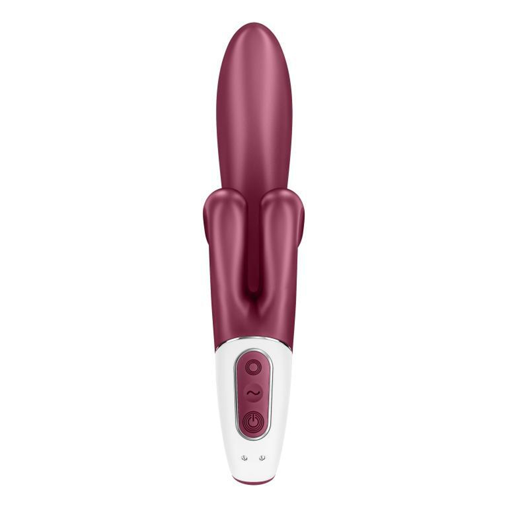 Бордовый вибратор-кролик Touch me - 21,2 см. (Цвет: бордовый)