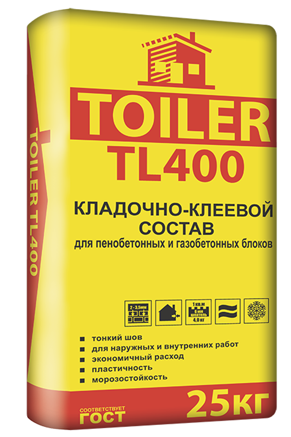 Клей для пеногазобетона TOILER TL400 25 кг.