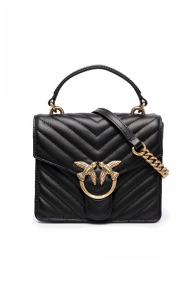 MINI LOVE BAG TOP HANDLE V QUILT – black