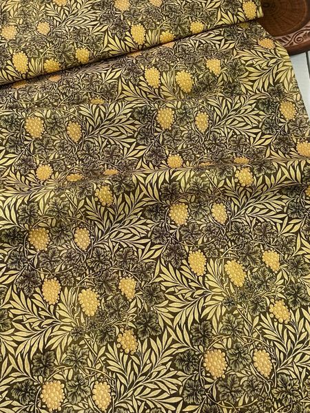 ВИНОГРАД У. МОРРИС, ОЛИВКОВЫЙ ФОН 100% хлопок Handmade Fabrics 6