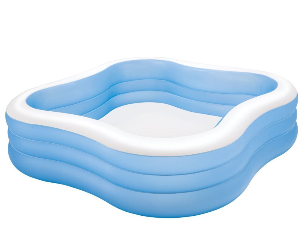 Бассейн надувной Intex 57495 Swim Center 262х175х56 см / Прямоугольный трехсекционный бассейн Интекс прозрачный для дачи и отдыха