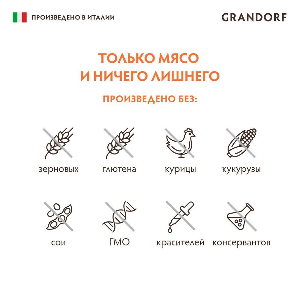 Консервы GRANDORF Dog TurAppRas для собак, паштет из индейки с яблоком и малиной
