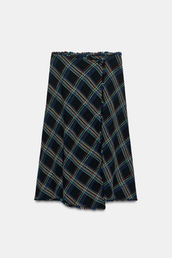ZARA ЮБКА МИДИ В СТРУКТУРНУЮ КЛЕТКУ, РАЗНОЦВЕТНЫЙ