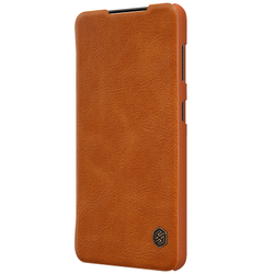 Кожаный чехол книжка коричневого цвета от Nillkin для Samsung Galaxy S21+, серия Qin Leather