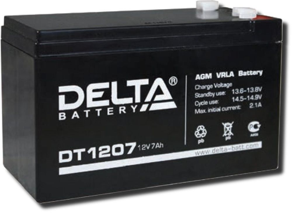 Аккумулятор 1207 Delta DT, 12В 7А/ч, вес - 2,3 кг Аккумулятор 1207 Delta DT, 12В 7А/ч, вес - 2,3 кг