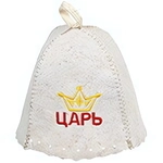 Шапка банная классическая с вышивкой «Царь», цвет белый, (без упаковки)