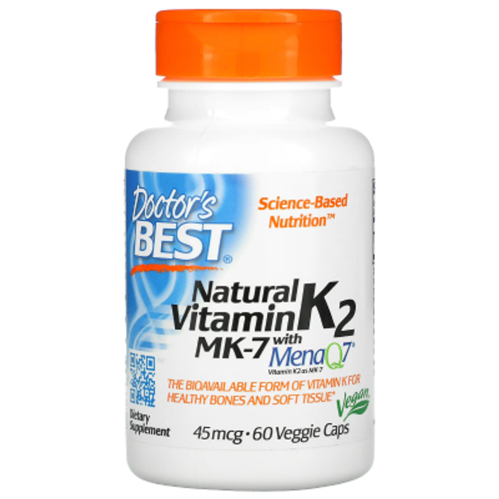 Doctor's Best MK-7 с MenaQ7 45 мкг 60 вегетарианских капсул