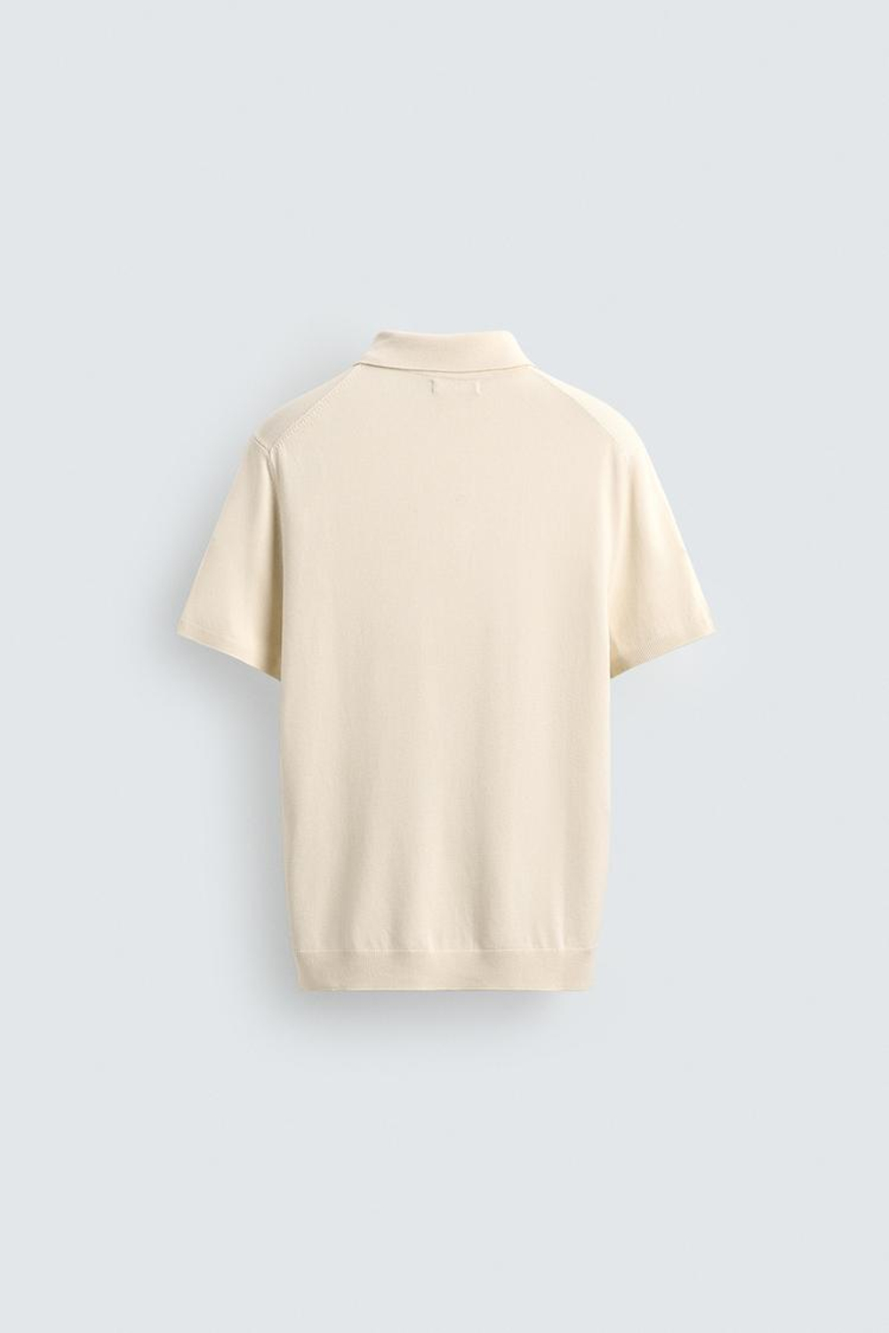 ZARA ПОЛО ИЗ ТРИКОТАЖА КЛАССИЧЕСКОГО КРОЯ, ЖЕЛТОВАТО-БЕЛЫЙ