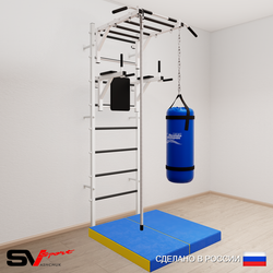 Шведская стенка Sv Sport 5405 (Турник рукоход/Брусья/Канат/Цепь/Мешок 15кг/Мат 1м)